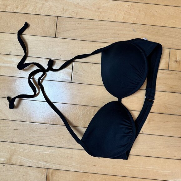 XHILARATION Size Medium Push Up Black Strappy Bikini Swimsuit Top - Picture 2 of 6